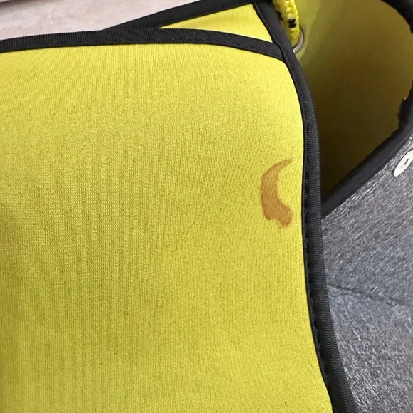 AH-DORNED ~ Large Gray Bag w/Yellow Racing Stripe Bungee Cord Style Handle - Picture 10 of 13